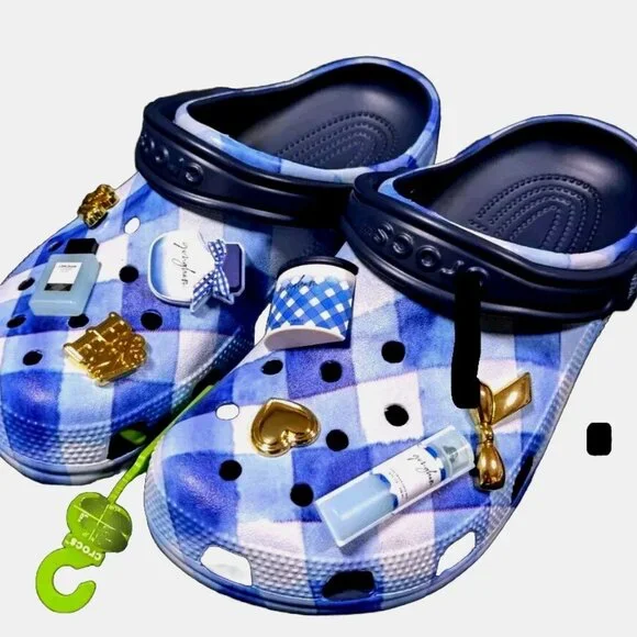 Bath & Body Works CROCS Limited Edition Gingham Scented Jibbitz Charms M5/W7 NEW - Picture 2 of 4